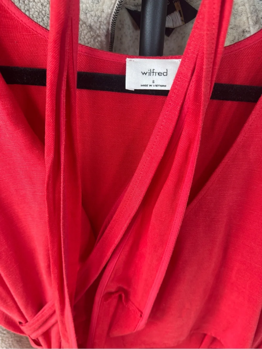 Aritzia Wilfred Linen Red Wrap Top & Wide-Leg Jumpsuit Set